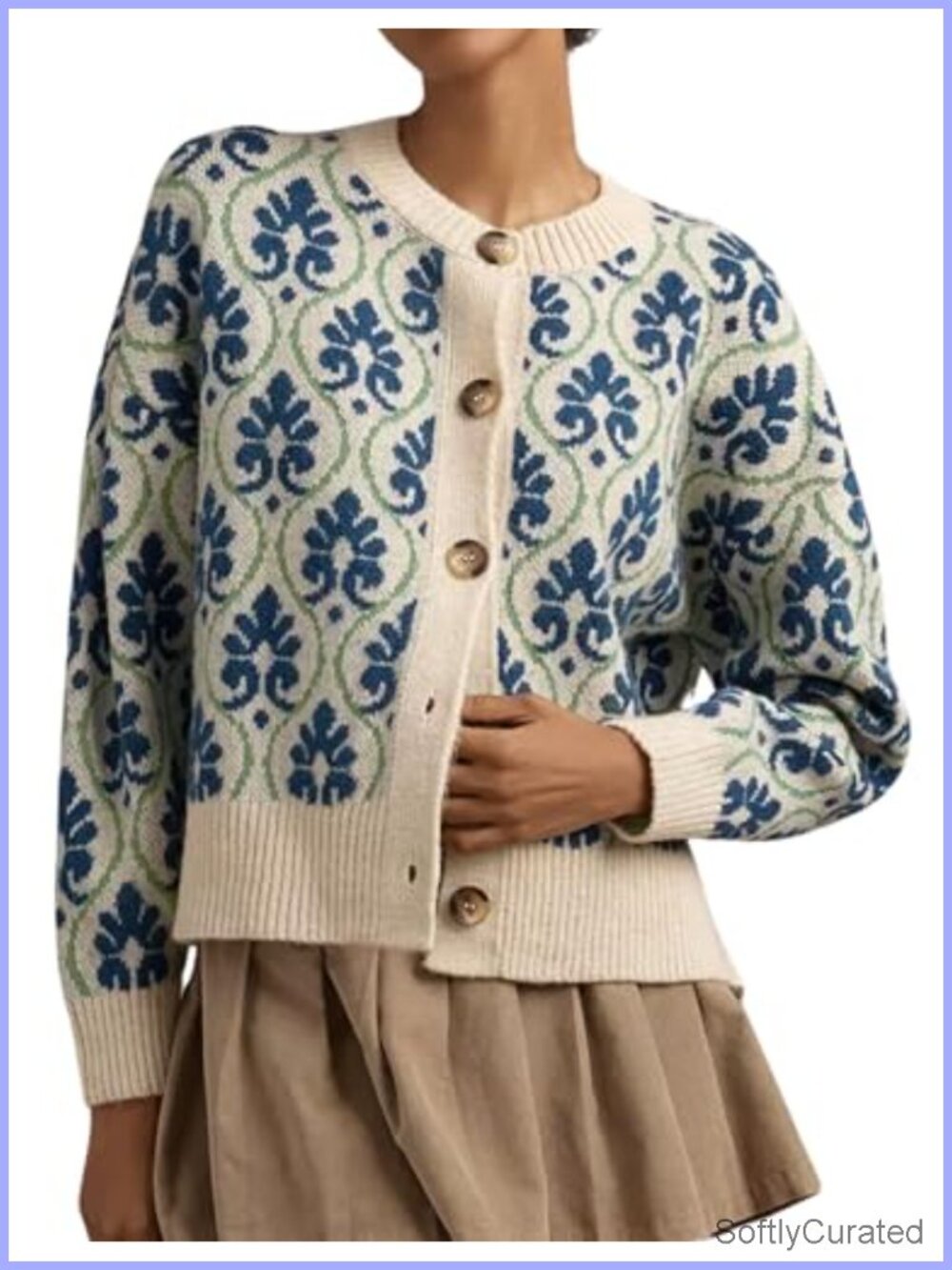 MINSURE Women's Floral Knit Cardigan Sweater Button Down Long Sleeve
